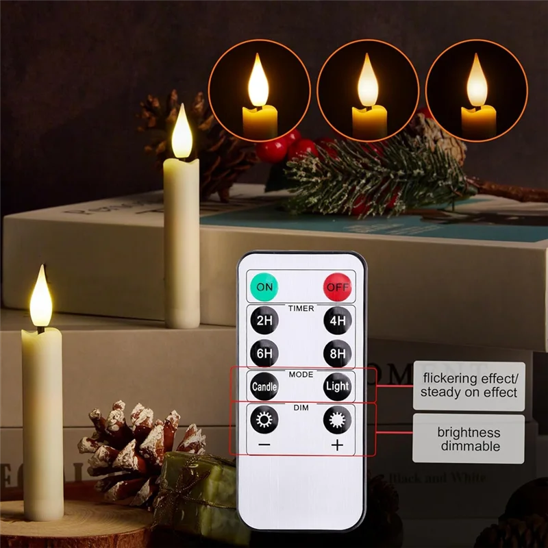 ABBP-Flameless LED تفتق الشموع ضوء مجموعة 12 قطعة شموع الفتيل ثلاثية الأبعاد مع مشبك على تصميم شجرة عيد الميلاد الضوء الأبيض الدافئ