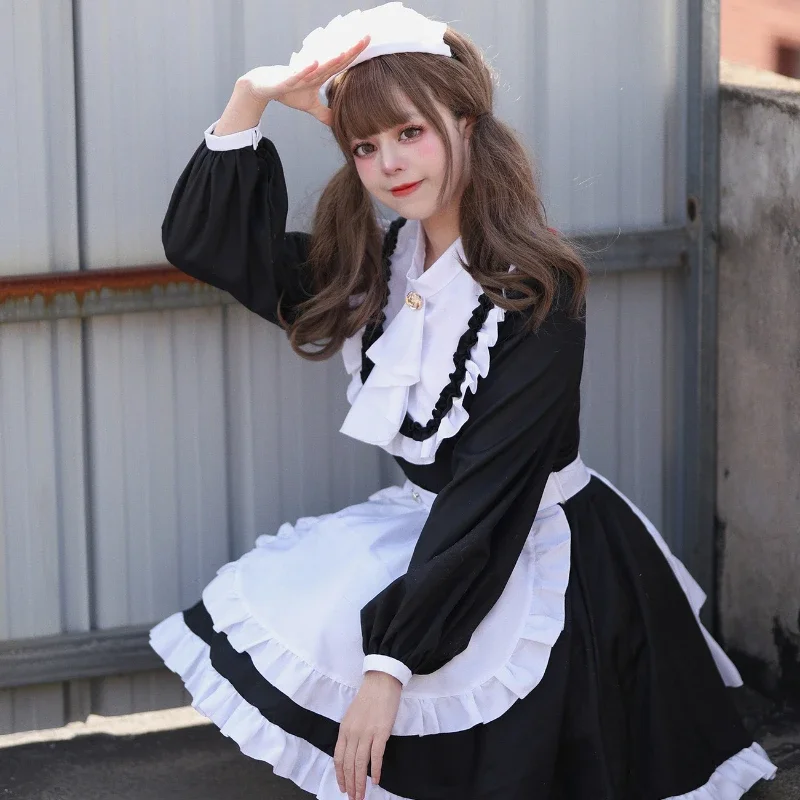 Cameriera costumi Cosplay Bristish Anime donne Halloween grembiule cameriera gioco di ruolo vestito da partito giapponese gotico Lolita principessa abiti