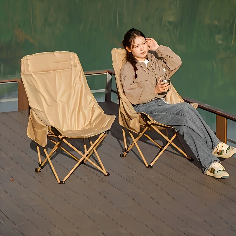 

Набор складных кресел-луны для кемпинга, пикника и барбекю с подушками – широкие, толстые, портативные, для улицы