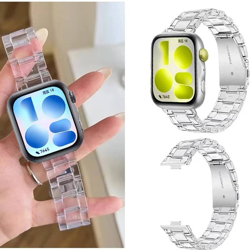 Buntes, transparentes Harzarmband für Huawei Watch Fit5/5Pro Smartwatch, Armband für Huawei Watch Fit3/4/4Pro