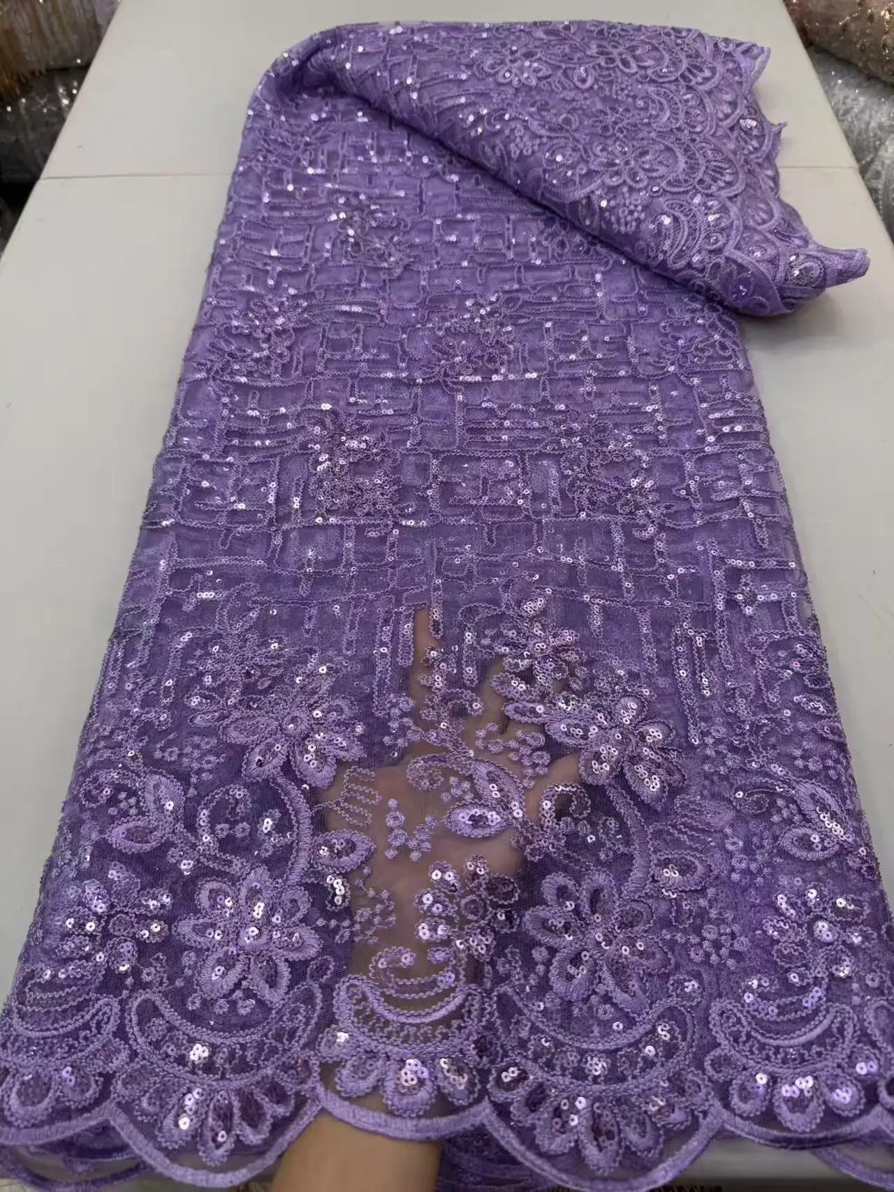 Luxury African Lace Fabric 100%cotton Swiss Voile Lace With Beads Nigerian Tulle Sequined Popular Dubai Style Dressess 2026