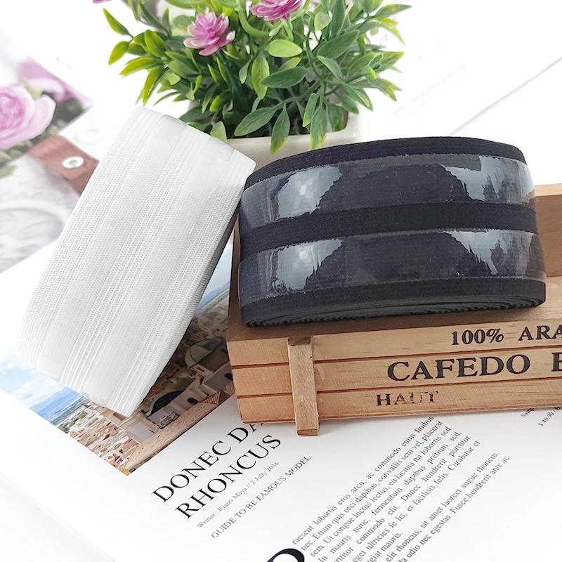 1-5M 50mm Anti Slip Elastic Tape Black White Striped Silicone Band Sports Wrist Strap Sewing Bar Straps DIY Clothing Accessory