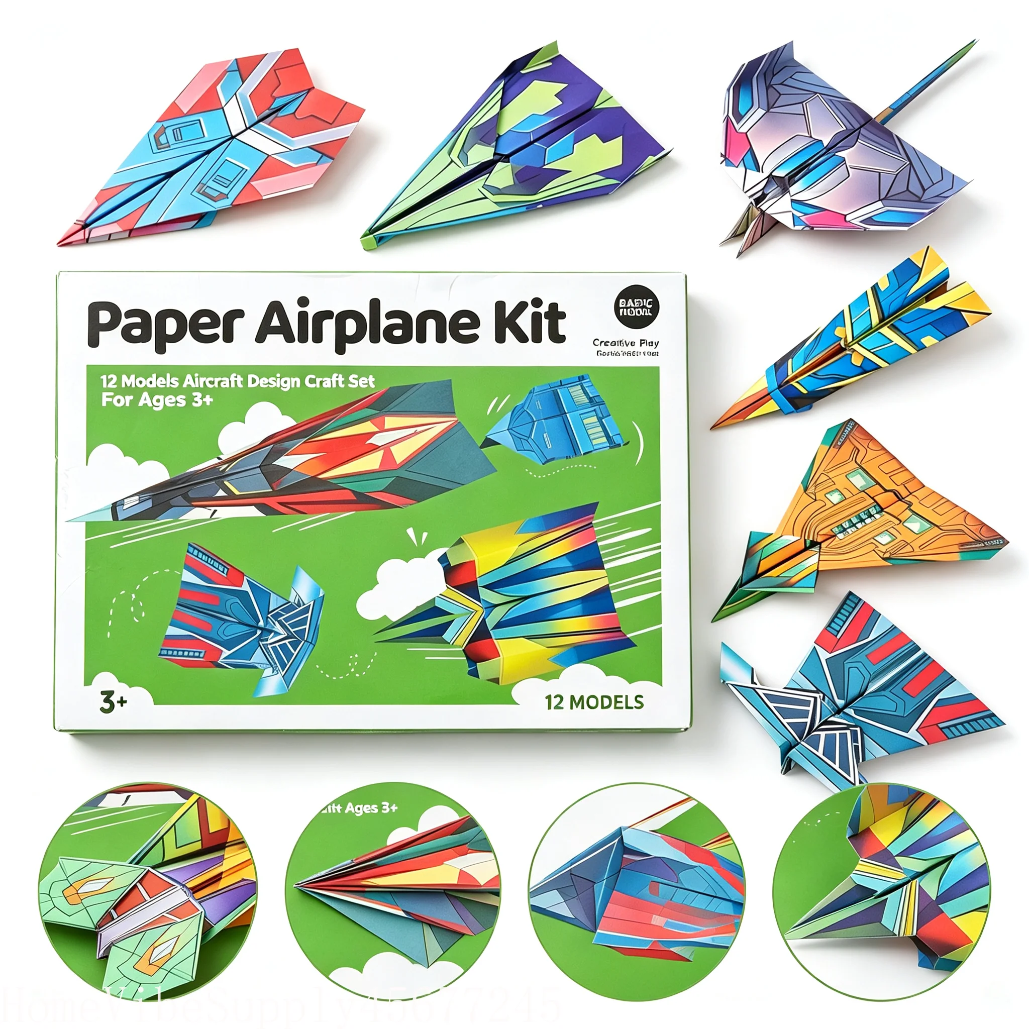 36/72/108 Sheets Paper Airplane Folding Set, Colorful DIY 3D Foldable Airplane Model Handmade Craft Kit, Creative Activity Toy Gift for Outdoor Travel Halloween Christmas Easter