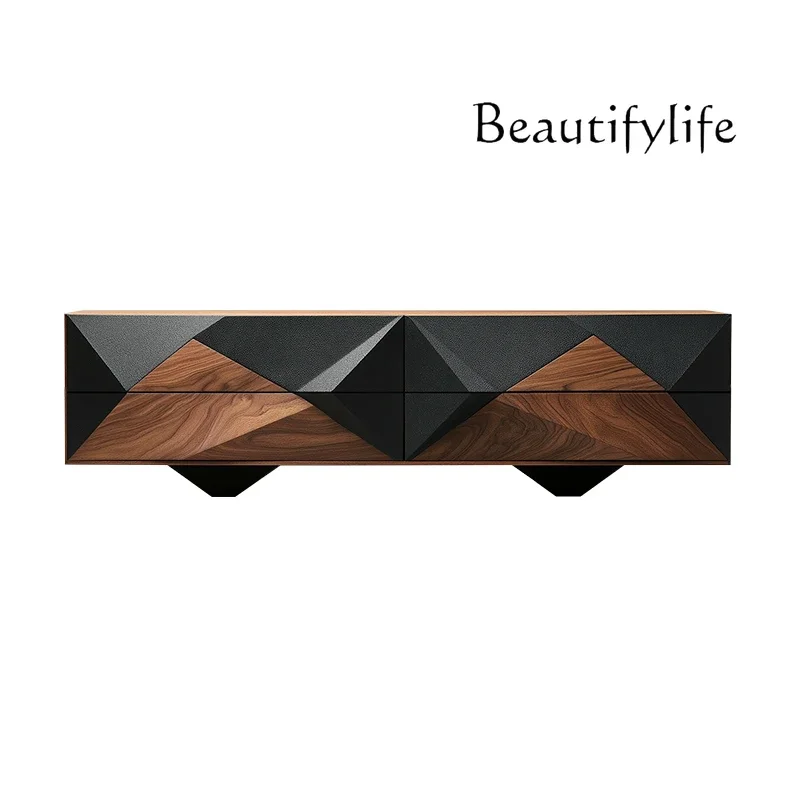 X36 Nordic Creative Solid Wood TV Cabinet Villa High-end Personalized Art Floor Cabinet Light Luxury High-end Living Room Cabin
