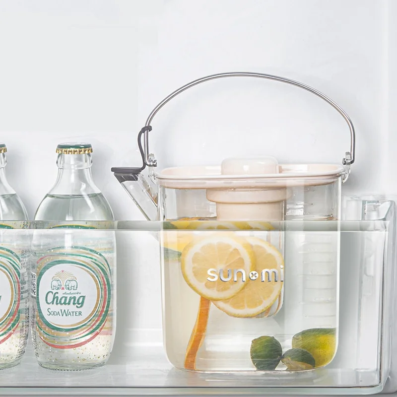 1.2L Transparent Sealing Kettle Water Jug with Handle Pitcher Beverage Jug Cold Tea Containers Coffee Jug Campin Accessories