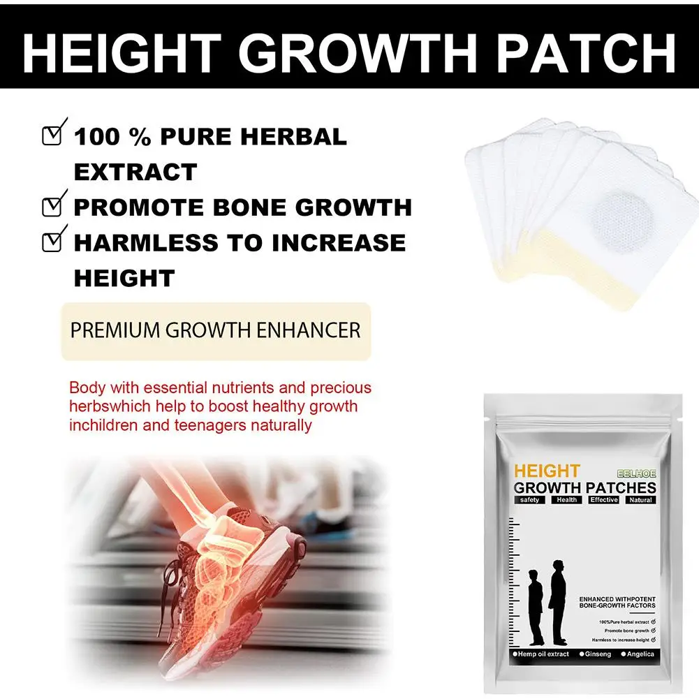 5bags Body Height Enhancer Foot Patch Promoting Bone Growth Foot Patch For Adults And Children Stimulate The Height Of The Body