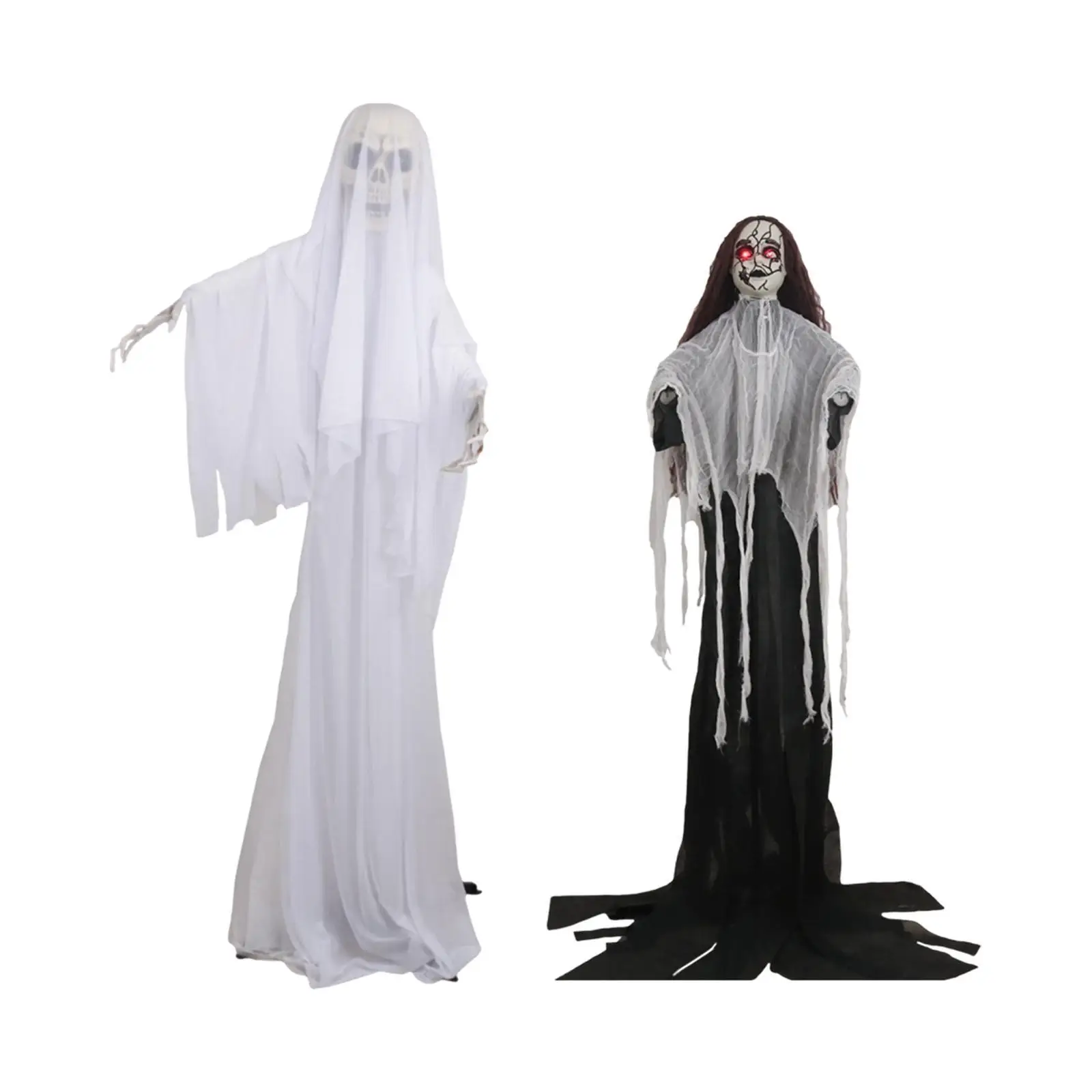 Skeleton Ghost Halloween Decoration Sound Activated Ornament Haunted House Prop for Outside Graveyard Lawn Front Door Holiday