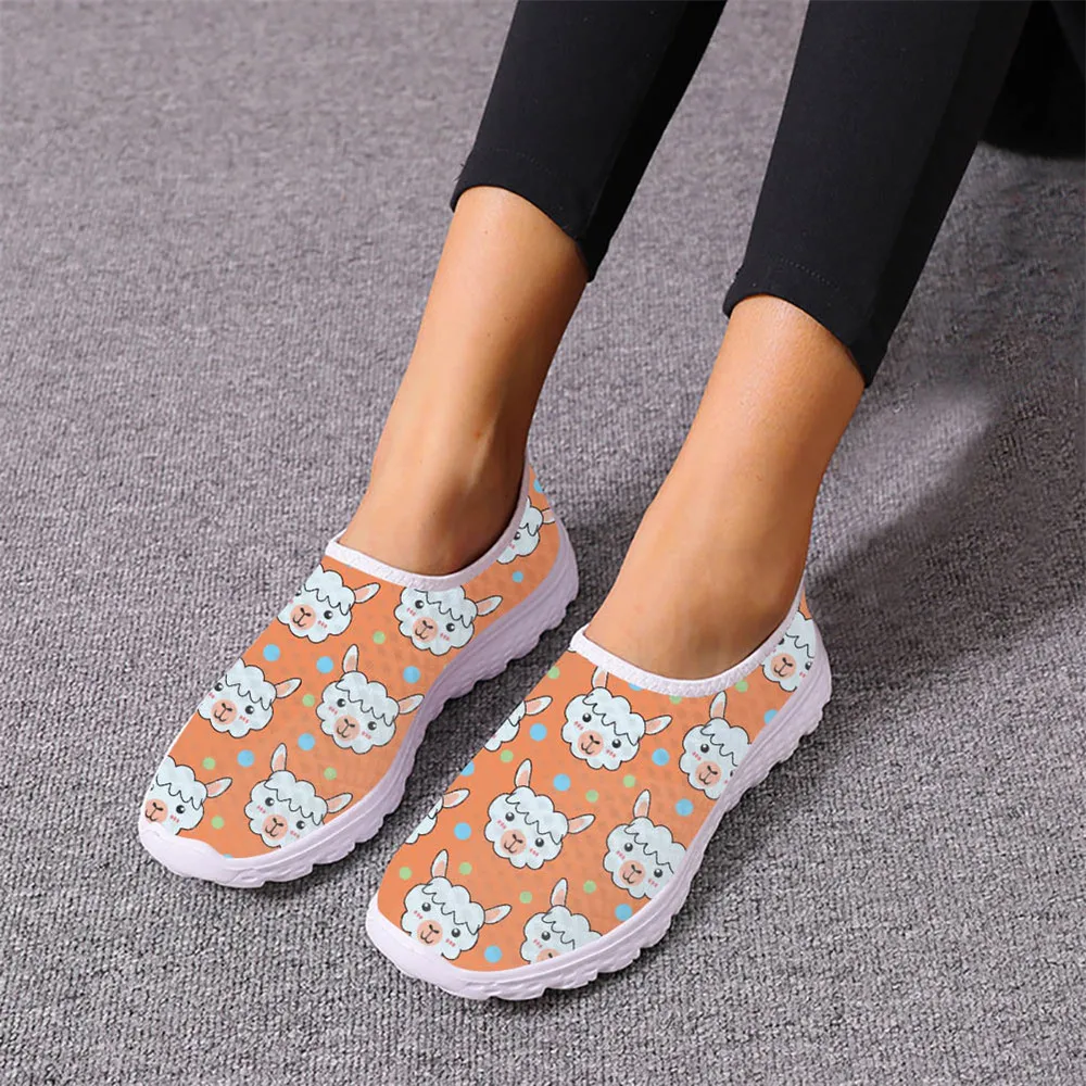 

Kawaii White Sheep Heart Print Woman Spring Autumn Breathable Walking Sneakers Wear-Resistant Fashion Jogging Shoes Custom Image