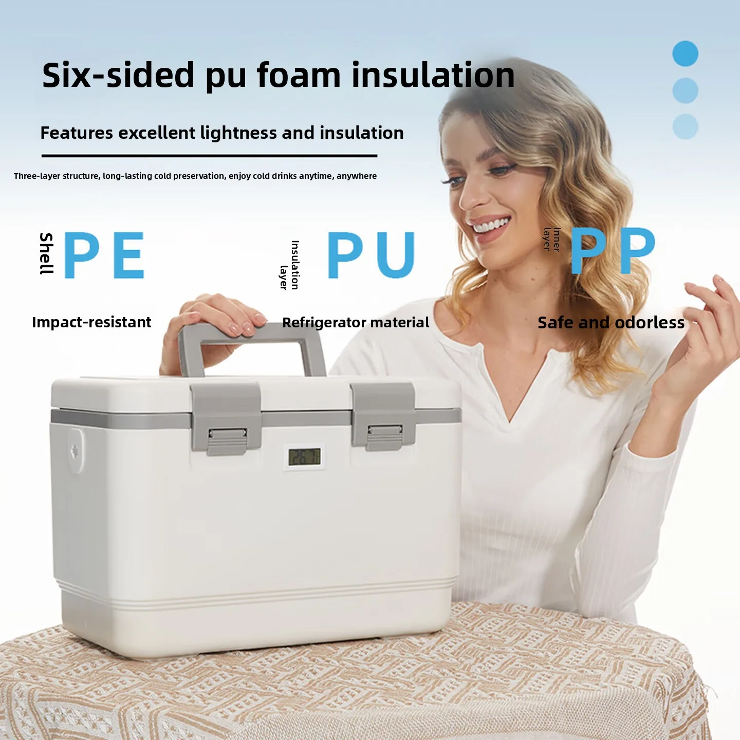 12L Portable Insulated Cooler Box with Temperature Display for Breast Milk Food Travel Camping Car Cold Storage Daily Use 보냉 박스