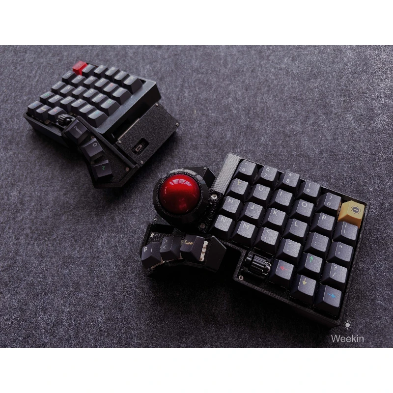 CCK-BALL Split-toetsenbord Draadloos Dual-mode Hot-swappable Trackball Split-toetsenbordkit Aangepast ZMK Office Gaming-toetsenbord Cadeau