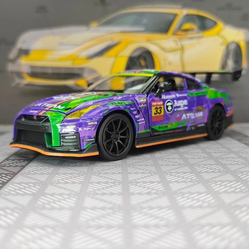 

Модель раллийного автомобиля Nissan GT-R NISMO R35 из сплава, масштаб 1:32, сувенир-модель суперкара «Бог войны», двери открываются.