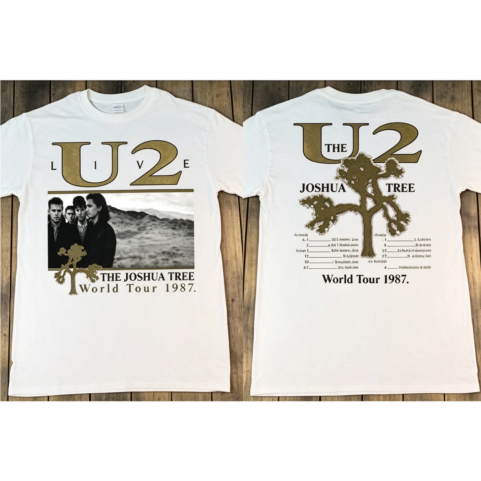 2026 U2 Band The Joshua Tree World Tour 1987 Front Back Graphic T Shirt Men, Crew Neck Oversized Casual Streetwear Top Mens