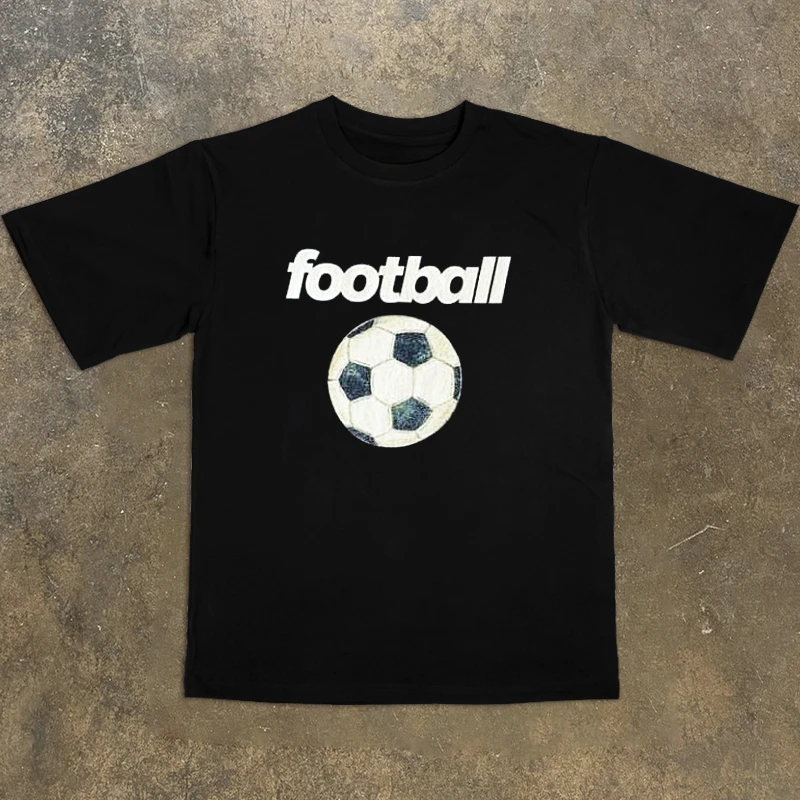 

2025 summer new West sea short-sleeved T-shirt pure cotton heavy not through football American high street men and women couples