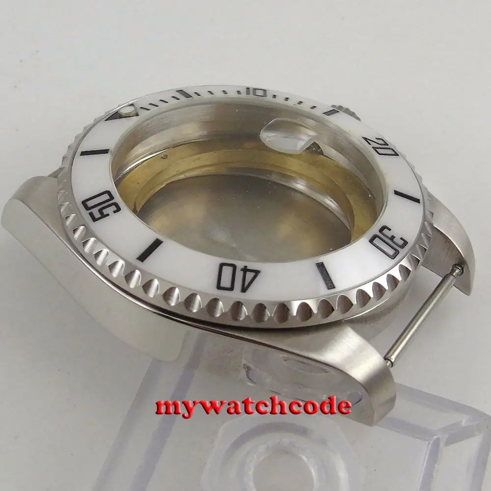 43mm Sapphire Glass Ceramic White Bezel Watch Case Fit ETA 2824 2836 NH35 NH36 ETA2824 MOVEMENT