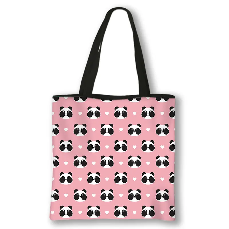 Kawaii Animal Raccoon Red Panda Print Shopping Bag Woman Kawaii Tote Bags Large Capacity Handbag Eco Reusable Shoulder Bags Gift