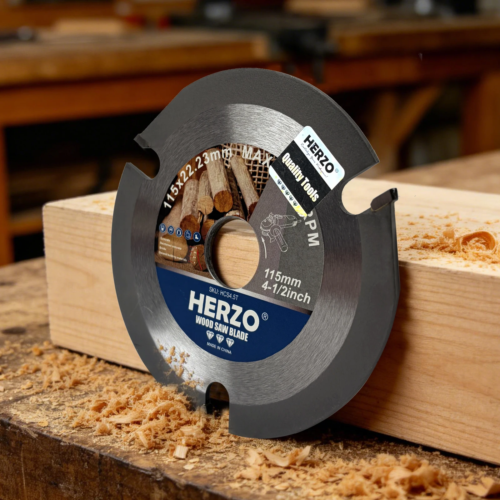 

HERZO 115 3 Teeth Wood Carving Disc 4.5 Inch for Angle Grinder Circular Saw Blade