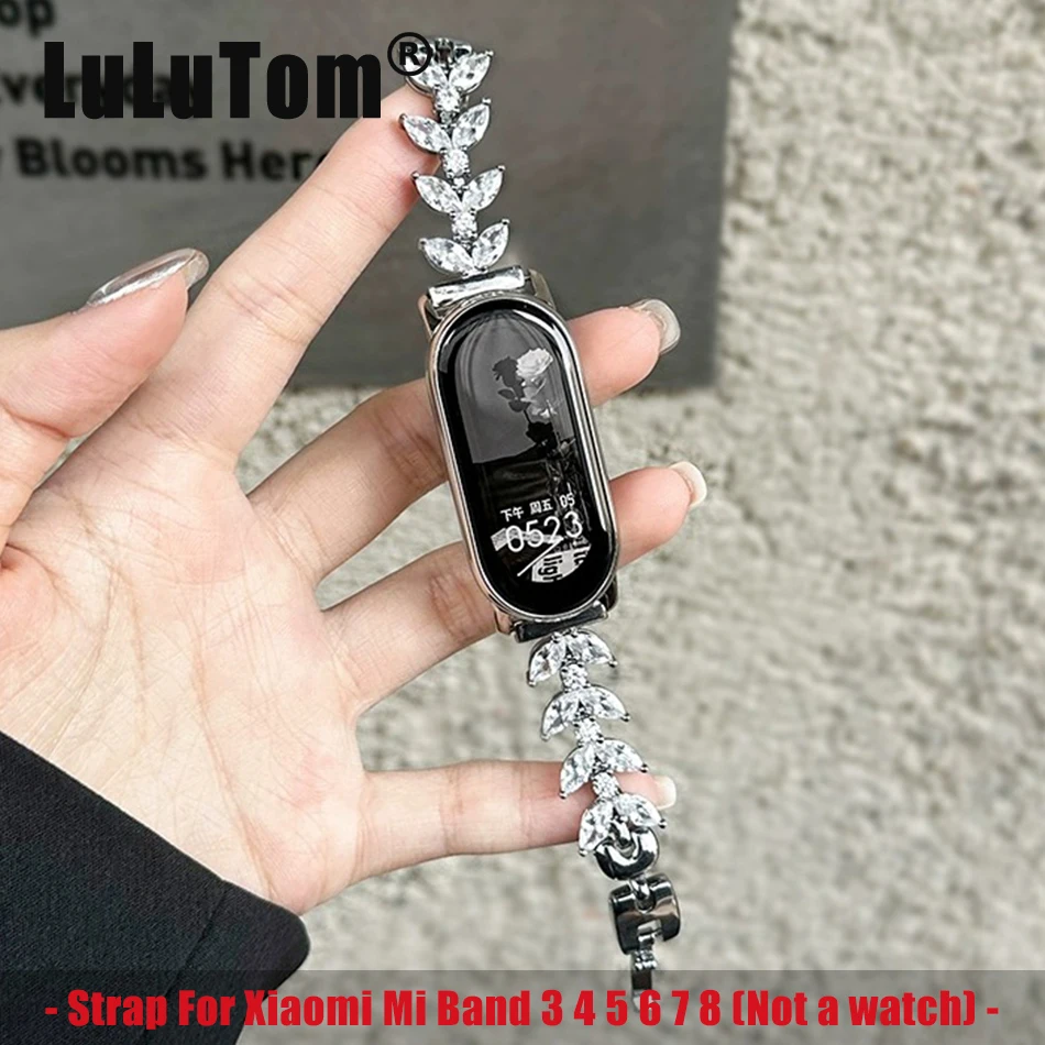 Strap For Xiaomi Mi Band 8 7 6 5 4 3 Watch Band For Miband 5/6/4/3 Luxury Glitter Metal Mermaid Diamond Chain Bracelet Wristband