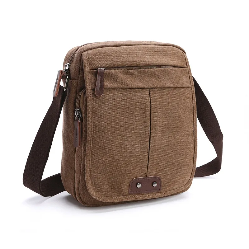 Nesitu Highend Vintage Casual Black Coffee Khaki Blue Green Durable Canvas Women Men Shoulder Messenger Bag M8841