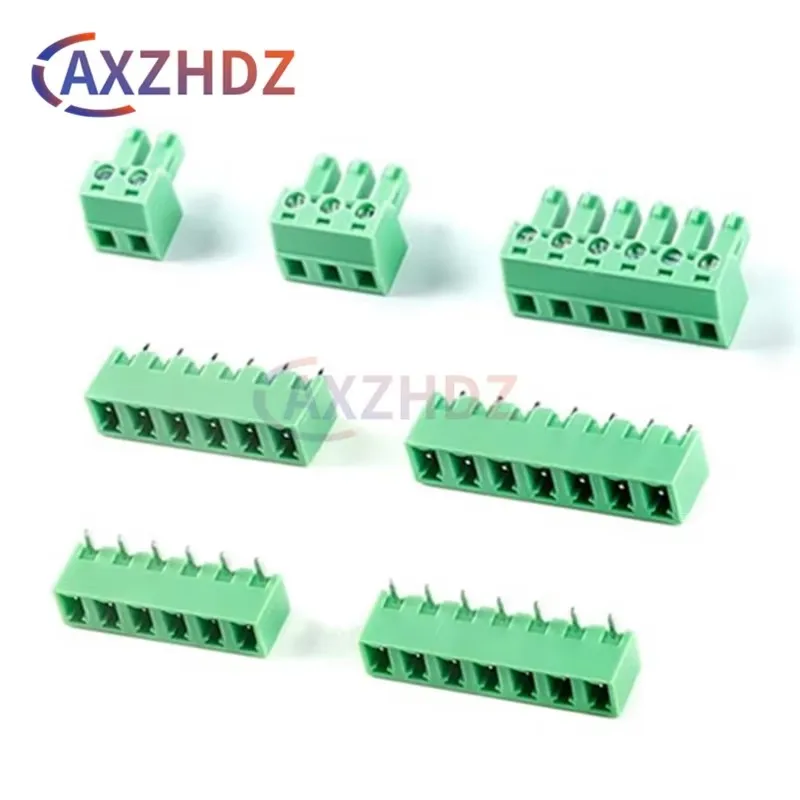 10PCS 5.08mm KF2EDG 2P 3P 4P 5P 6/7/8Pin 10P 12P 2EDG Straight Curved Pin Terminal Blocks Male Plug Female Socket Wire Connector