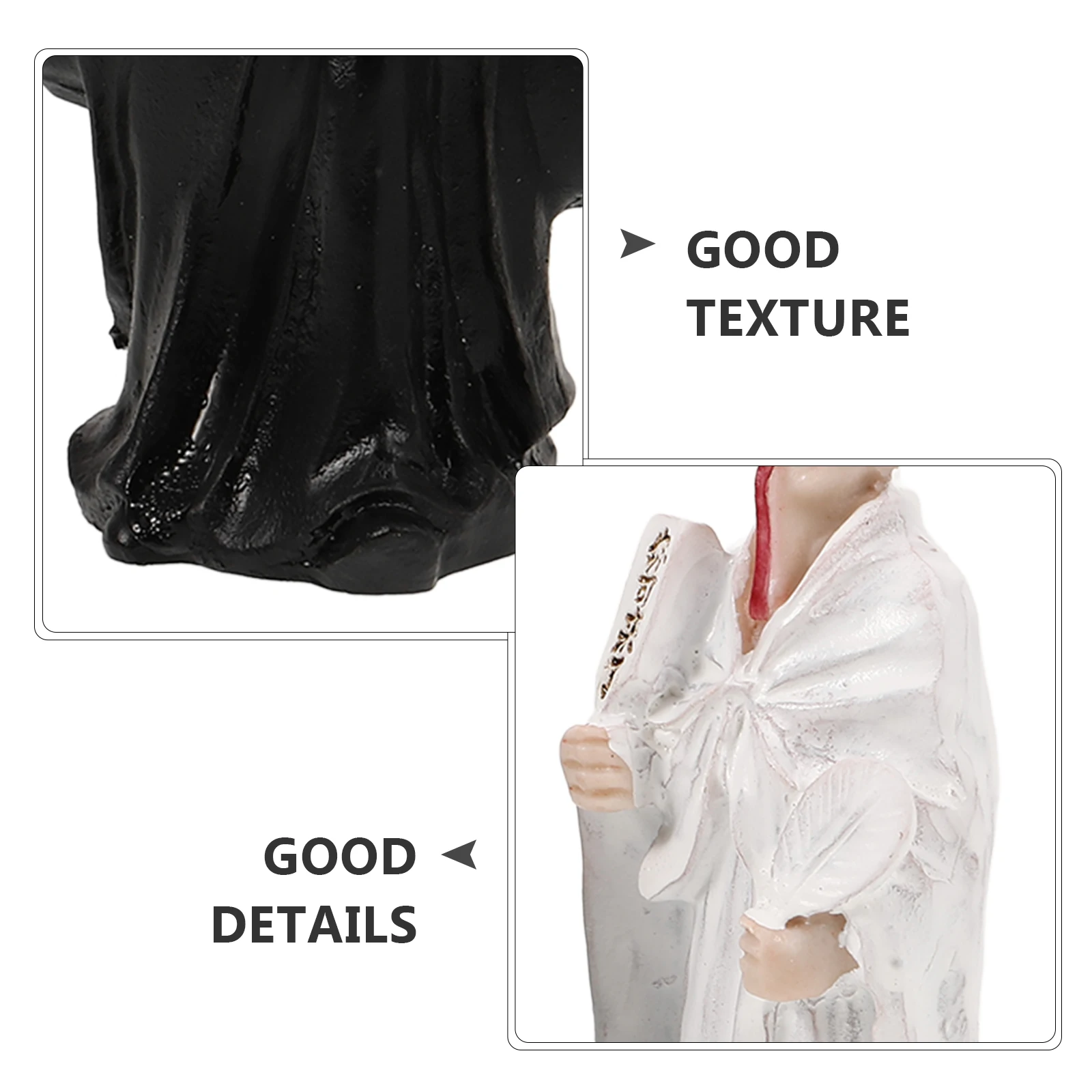 

2 Pcs Black and White Impermanent Sand Tool Ornaments Faceless Witch Statue Creepy Decor Accessories Figures for Table Resin