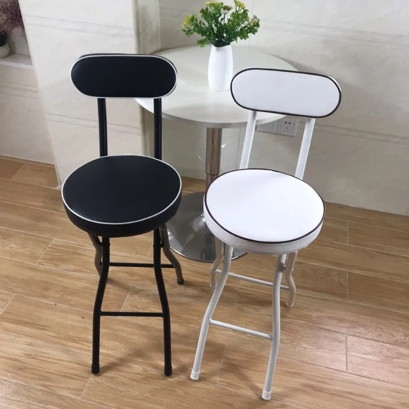 Portable Folding Steel High Bar Chairs Luxury Nordic Modern Bar Chairs Stools Backrest Design Chair Dining Elegant Furniture