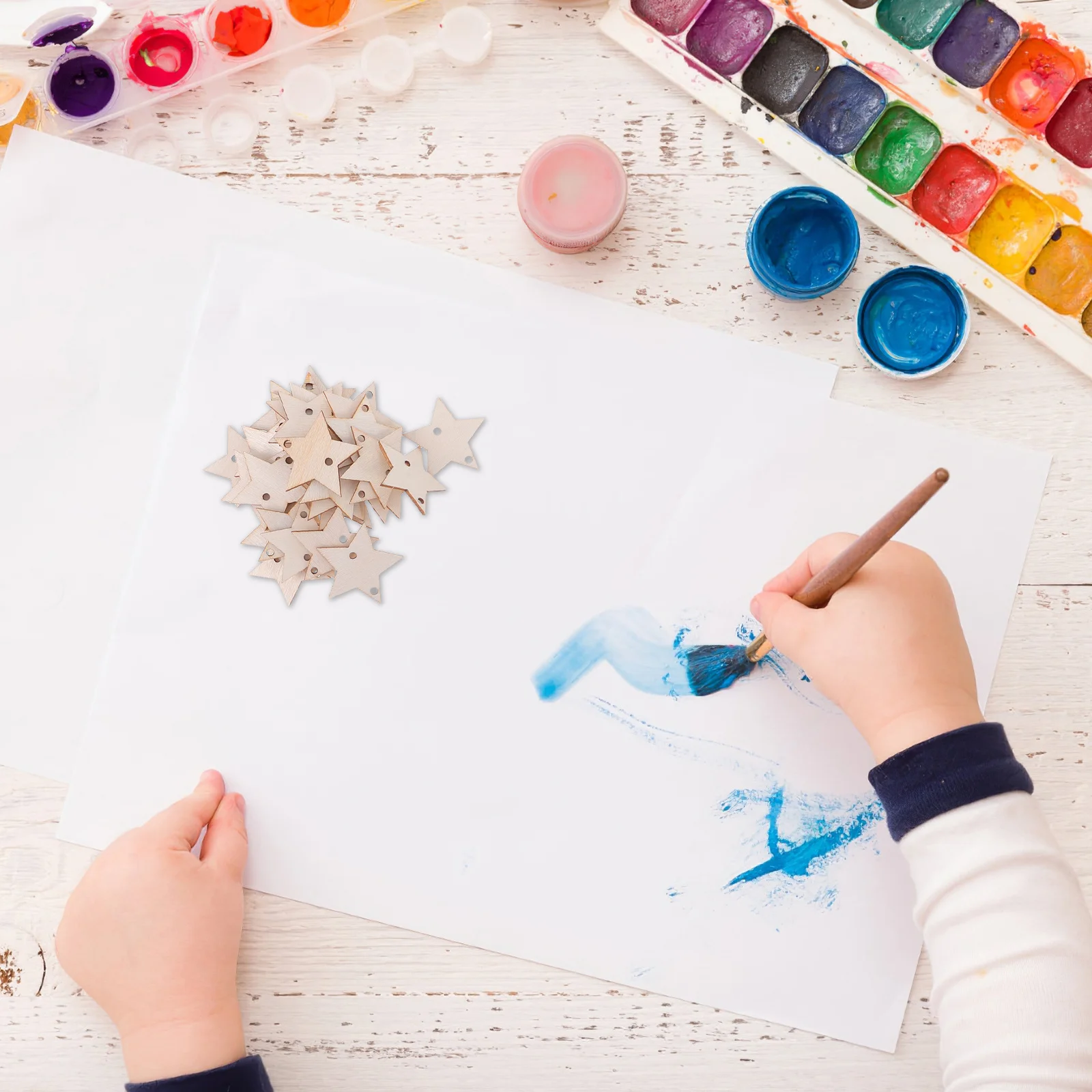 

80Pcs Blank Wooden Stars for Crafting Unfinished Wood Star Ornament Craft Supplies Small Wood Star Cutouts Decorative Stars