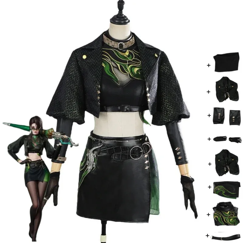 Game Naraka: Bladepoint Valda Cui Cosplay Costume Anime Skin Short Coat PU Skirt Uniform Woman Sexy Carnival Christmas Suitx;8's