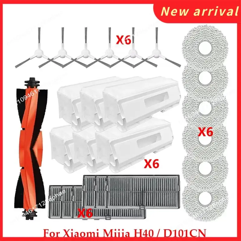N89R Części zamienne do robota sprzątającego Mijia H40 / D101CN: szczotka główna, szczotki boczne, filtry, ściereczki do czyszczenia, worki na kurz.