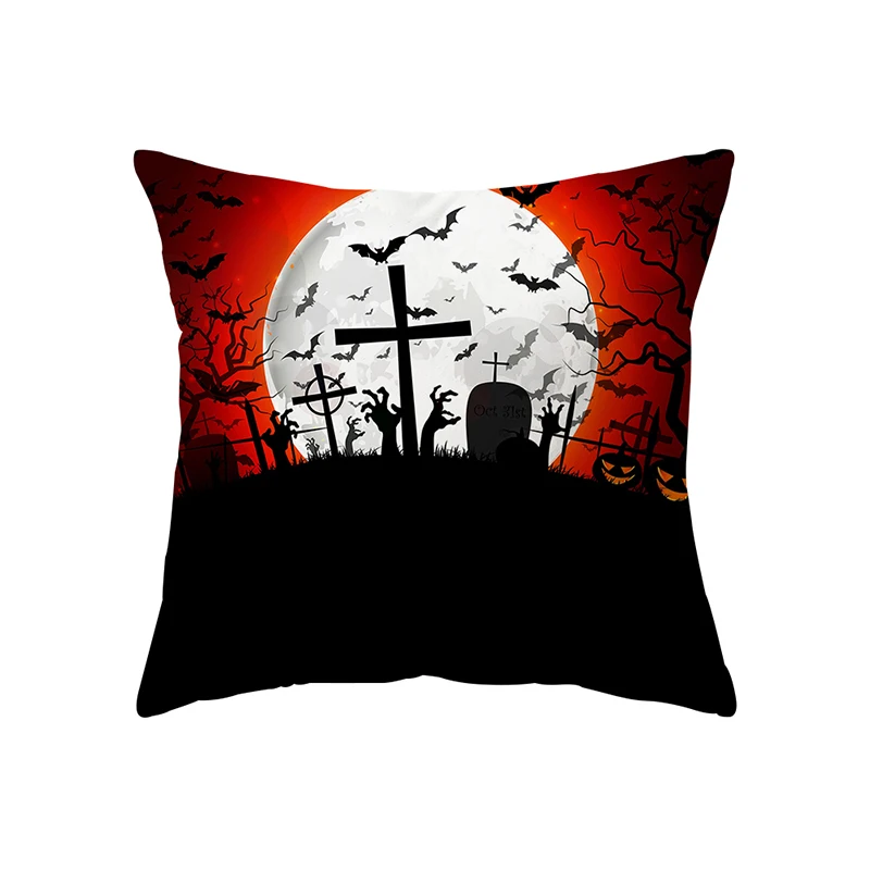 Horror Halloween Theme Castle Reaper Print Pattern Cushion Cover Home Living Room Sofa Decoration Square Pillow  