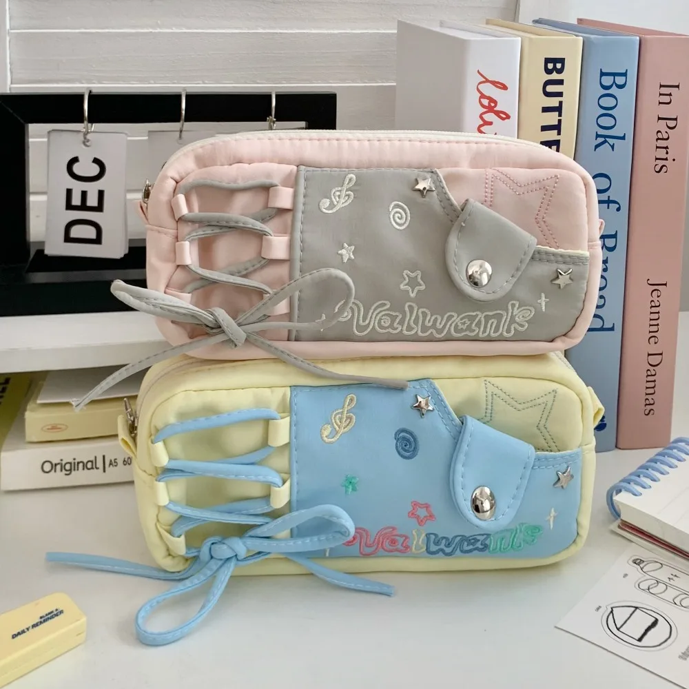 

Pencil Case Korean Stationery Bag Desktop Storage Cosmetics/Card/Pens Large Ins Pen Bag Canvas Cloth Large Capacity