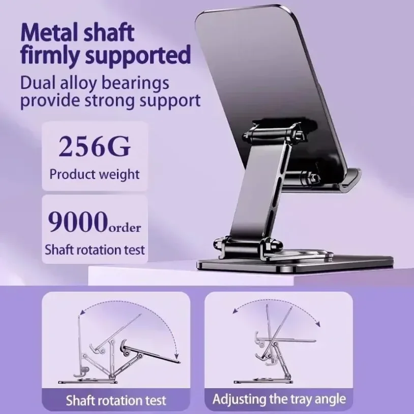 360° Rotatable Metal Phone Holder Portable Foldable Desktop Tablet Stand Bracket For iPhone Samsung Xiaomi iPad Air Cellphone view 4