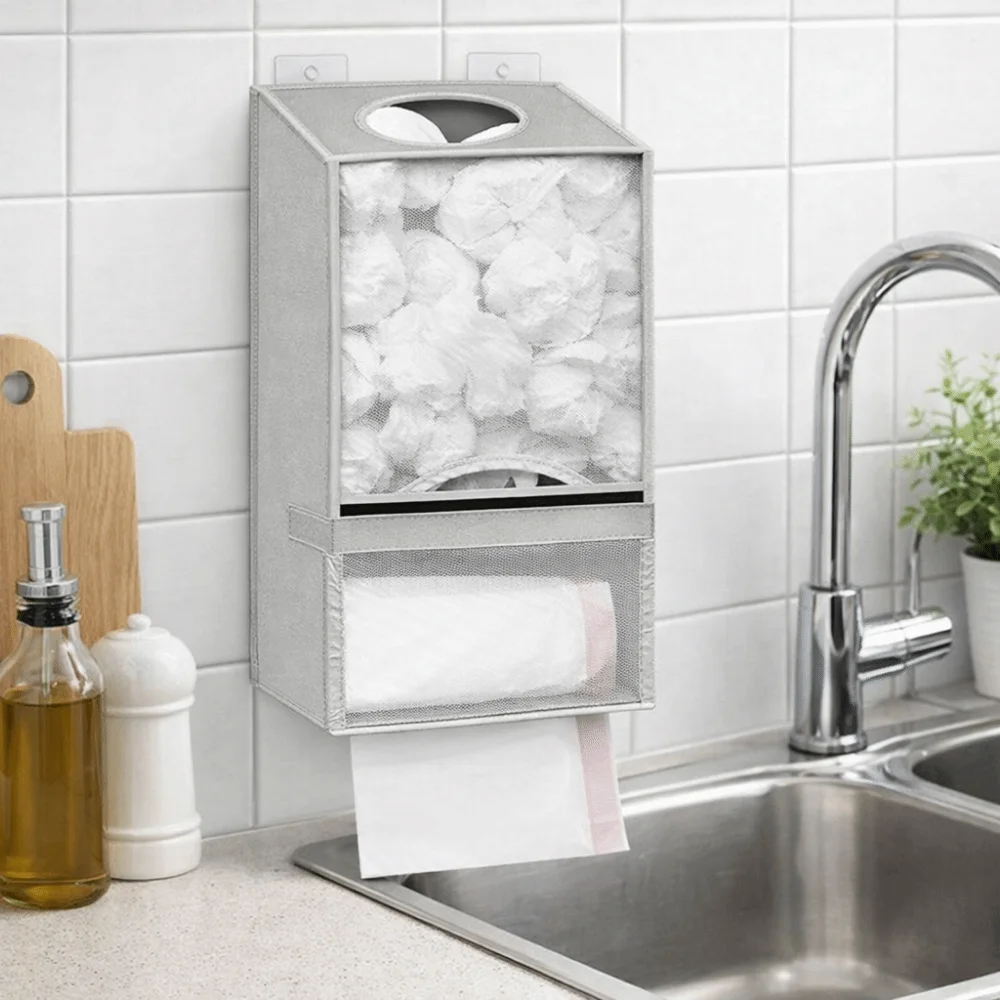

Wall Mounted Garbage Bag Storage Bag Large Capacity Non-woven Fabric Plastic Bag Holder Breathable Save Space