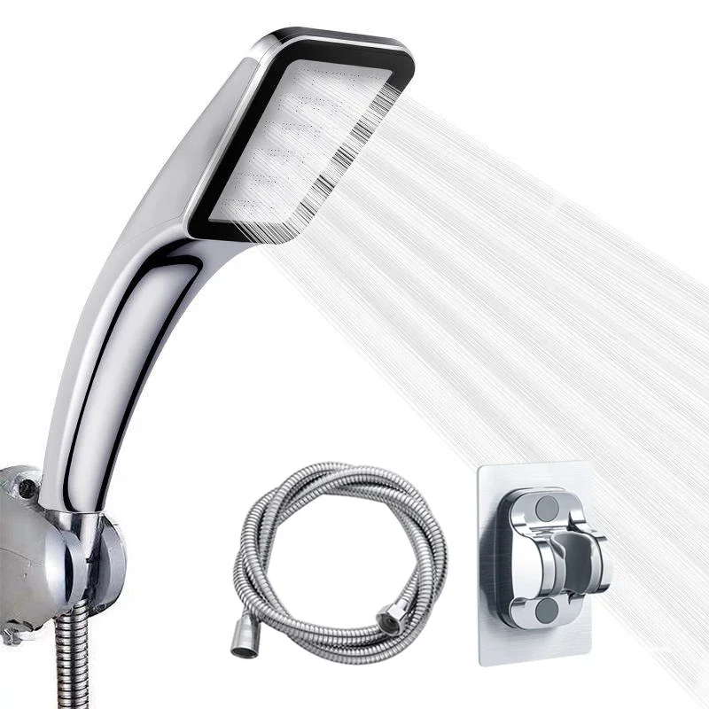 

300-hole supercharged shower head set, large water output shower head, hand-held electroplated square shower head