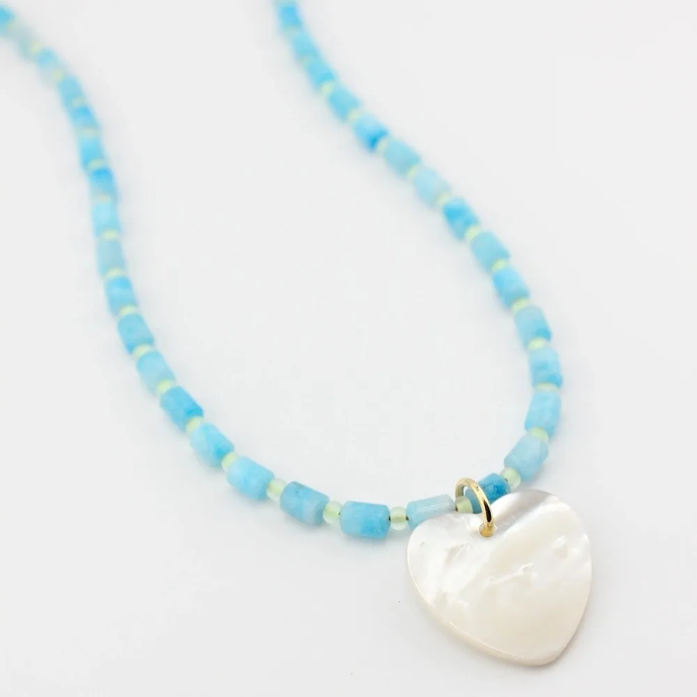 Bohemian Fishbone Pendant Bead Necklace Dopamine Color White Shell Heart Resin Beads Necklaces Pink DIY Choker Necklaces Gifts