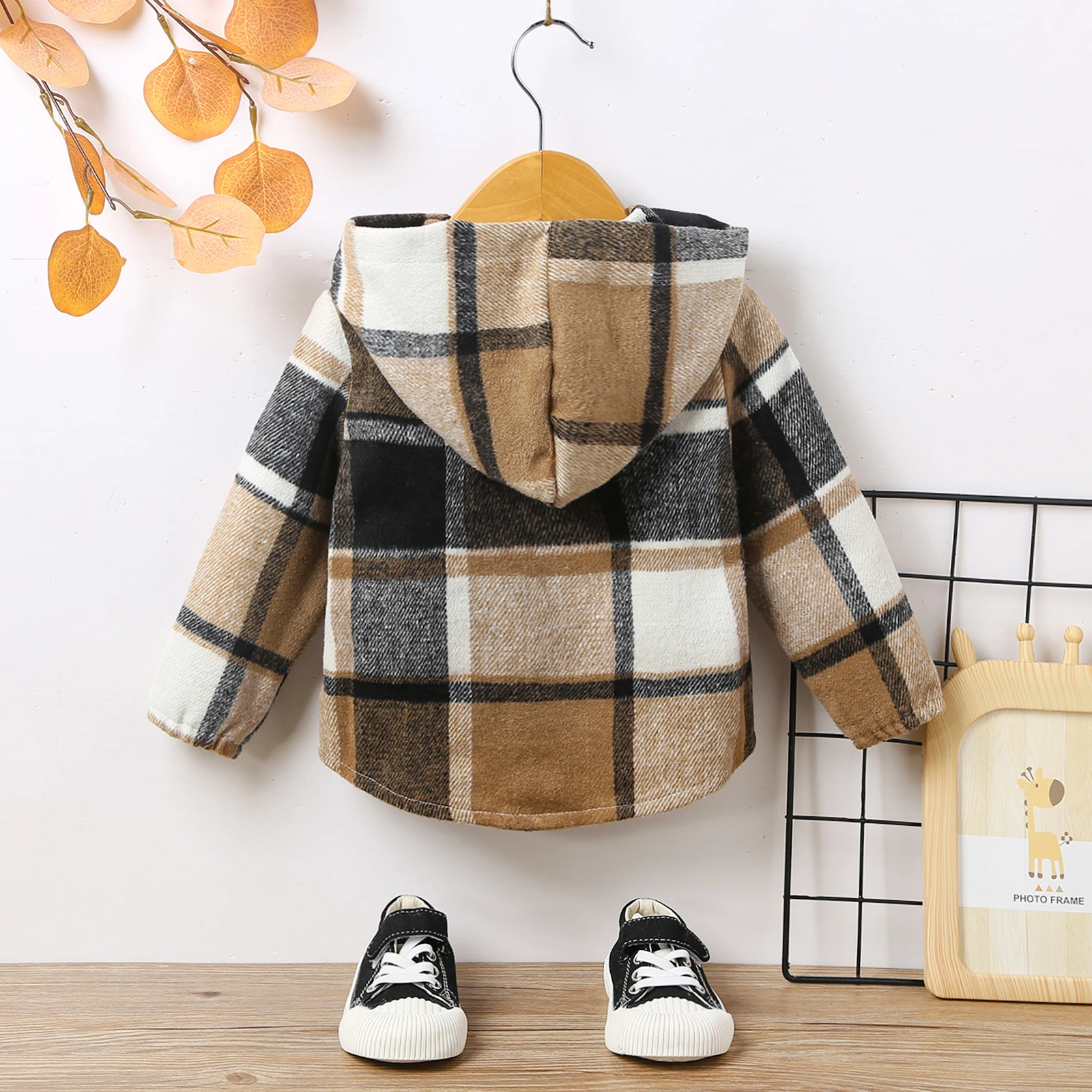 Baby Clothing Newborn Coat Winter Casual Infant Girl Plaid Long Sleeve Hooded Jacket Outerwear