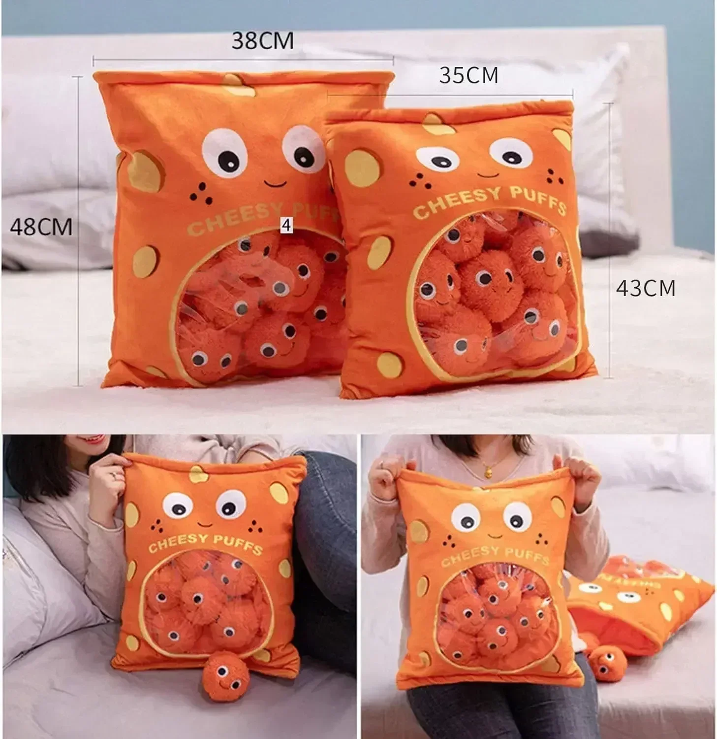 Kawaii Snack Pillow Cushion Stuffed Some Plush Doll Balls,Creative Plush Throw Pillow,Suitable for Giving As Gift To Your Child