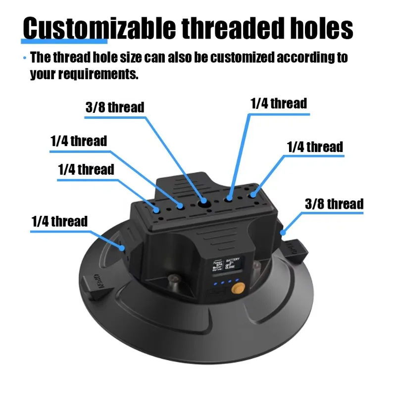

6-Inch Custom Aluminum Alloy High-Power Electric Suction Cup Waterproof Quick Release Heavy-Duty Vacuum Force for Camera Action