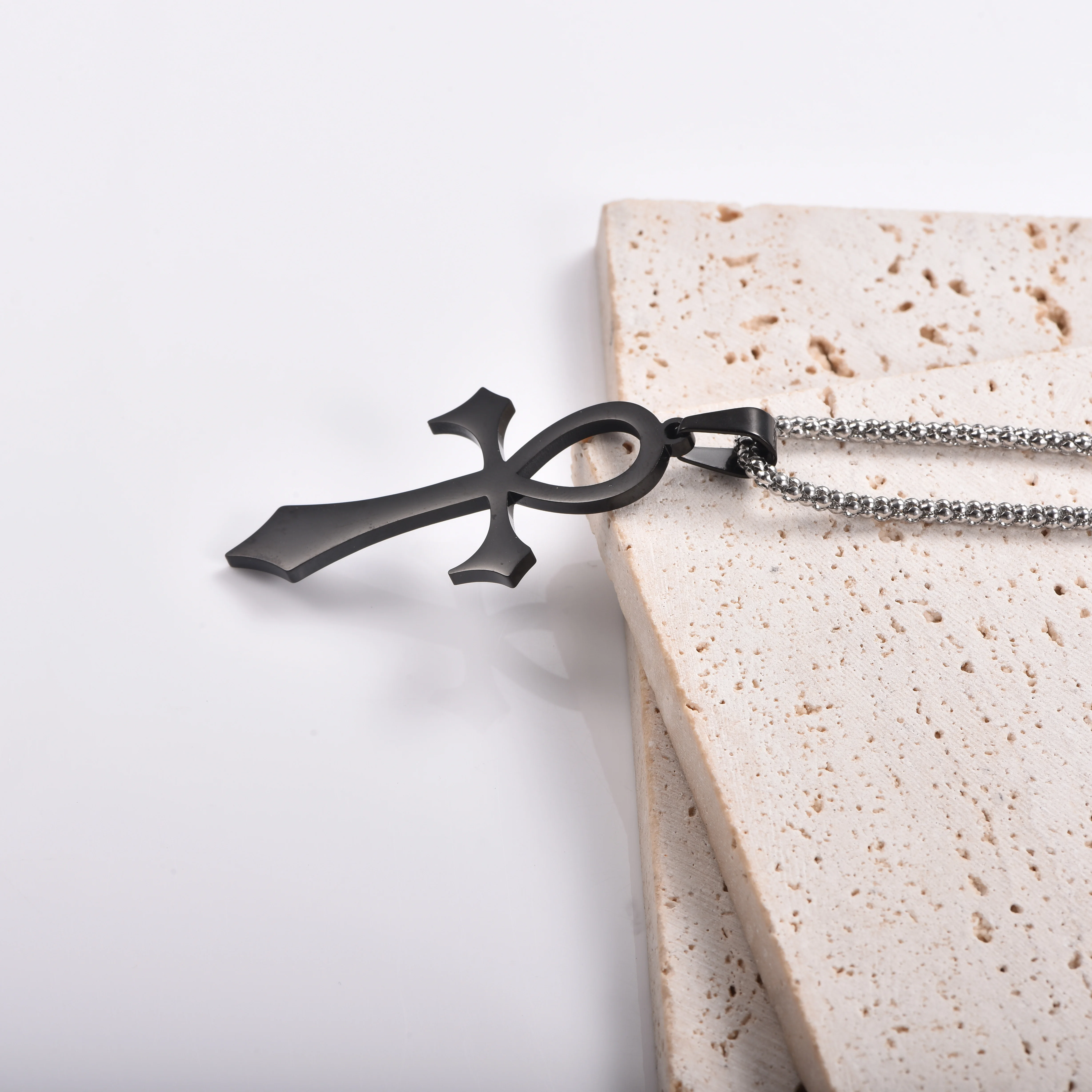 Ankh-Kreuz-Anhänger Wasserdichter Edelstahl-Symbol-Schmuck Hip-Hop-Punk-Stil – Detail 4