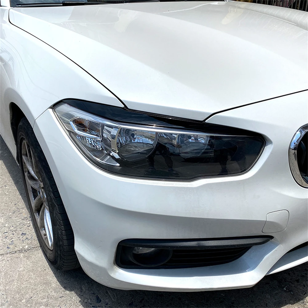 2Pcs Headlight Cover Eyelid Eyebrow For BMW 1-Series 116i 118i 120i 125i 128i F20 F21 Gloss Black Headlight Eyelids