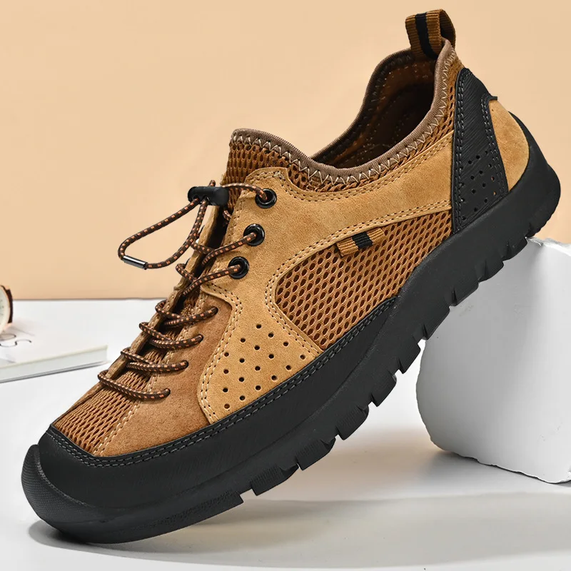 

Новая летняя популярная сетчатая обувь, универсальная повседневная мужская обувь в стиле ретро, дышащие уличные сандалии большого размера, удобные сандалии