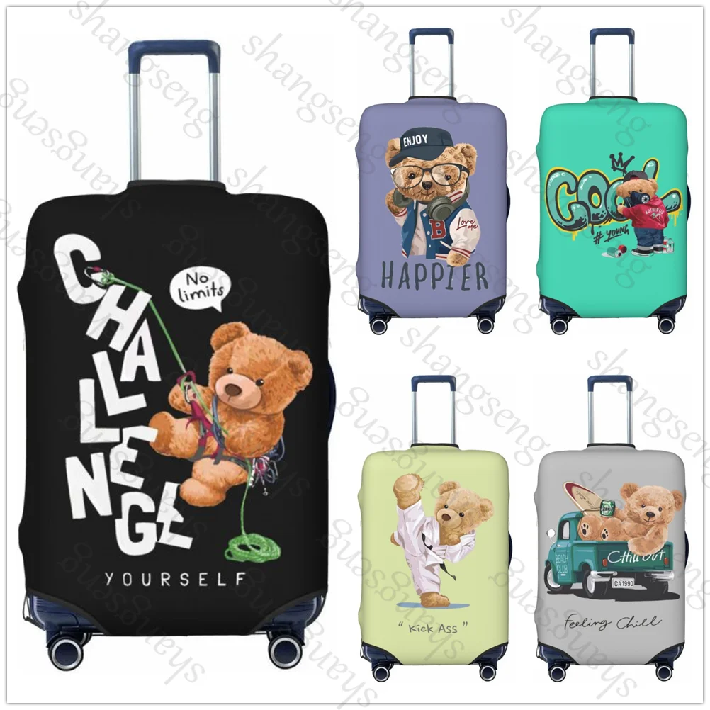 happy Bear Funny animal Printed Painting Thicken Luggage Cover Elasticity Trolley dust cover Suitcase Protection Suitcase Case