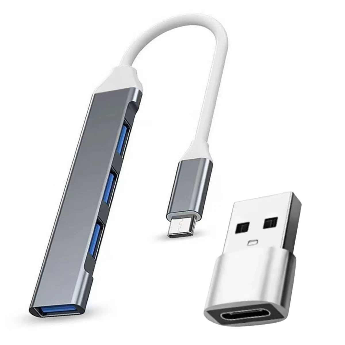 USB-C Female to USB-A Adapter Plus USB-C Head Four-in-One Hub Combination - Suitable for Connecting Various Devices