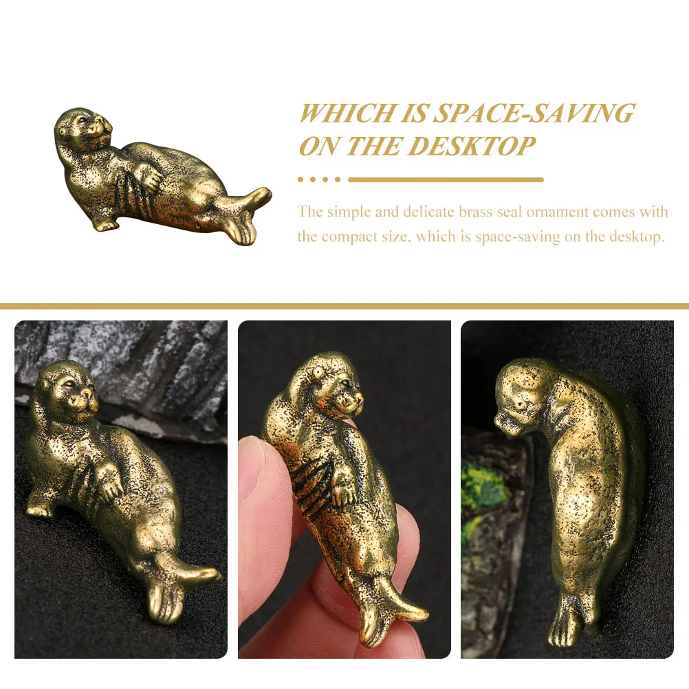 

Brass Seal Desktop Ornament Retro Animal Sculpture Vintage Small Exquisite Ocean Animal Statue Copper Seal Decoration Home