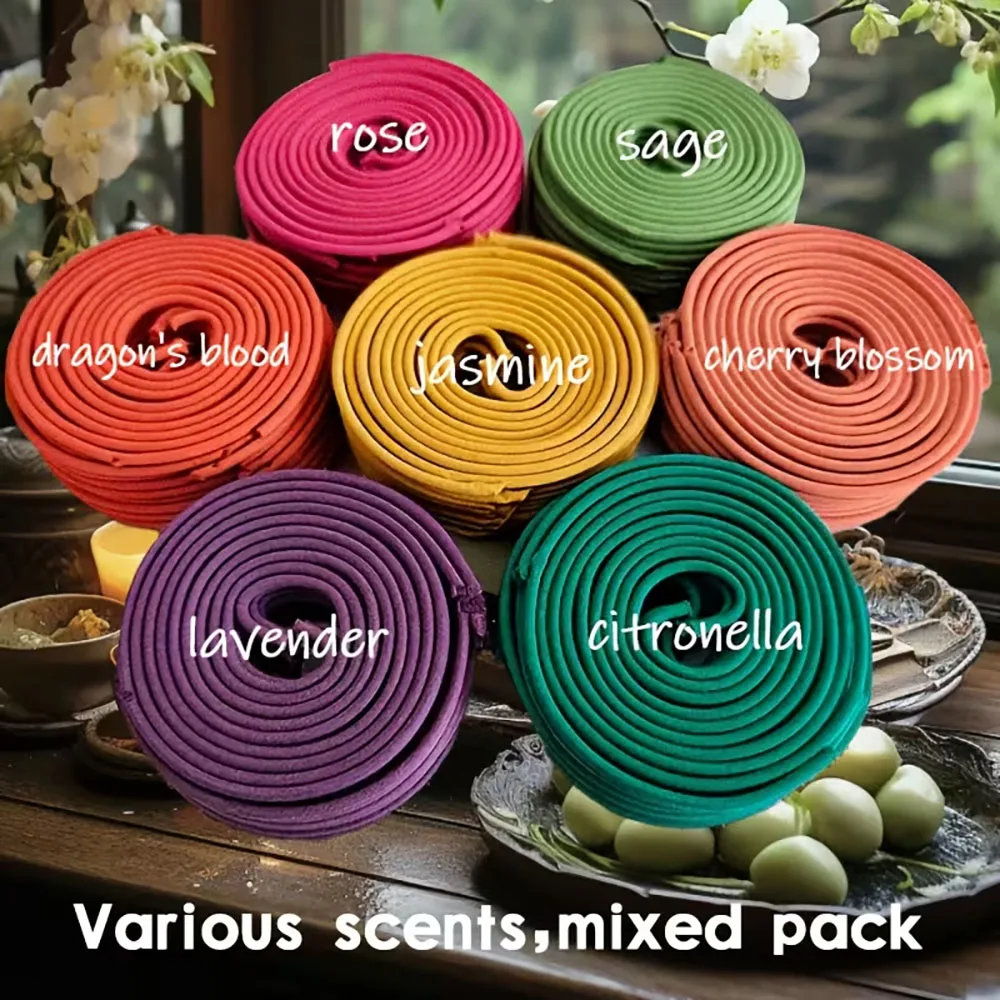 120 piezas, incienso en espiral mixto, adecuado para yoga y meditación: adecuado para patios domésticos, dormitorios, oficinas, etc. , Ayuda a relajarse y reduce el estrés, es una gran elección para regalos navideños, práctica espiritual, decoración aromática, fragancia duradera, quema constante, entusiastas de la decoración del hogar