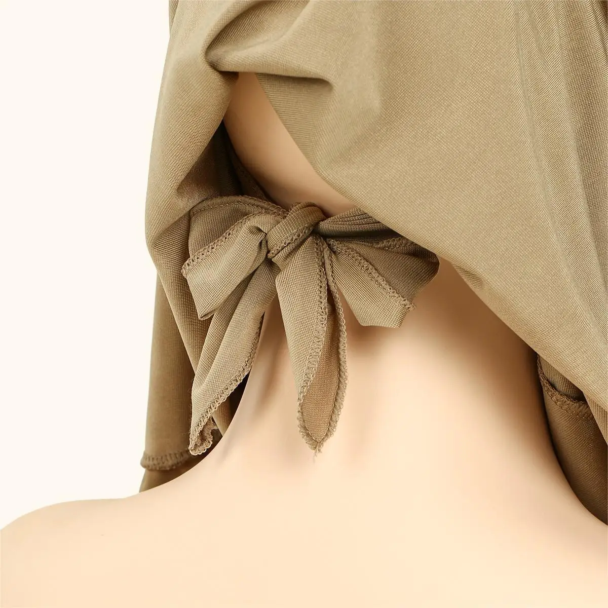 

Женский хиджаб со скрытыми ремнями, однотонный мусульманский тюрбан, мягкий эластичный платок, повязки на голову, Амира, ислам, молитвенный хиджаб, шали