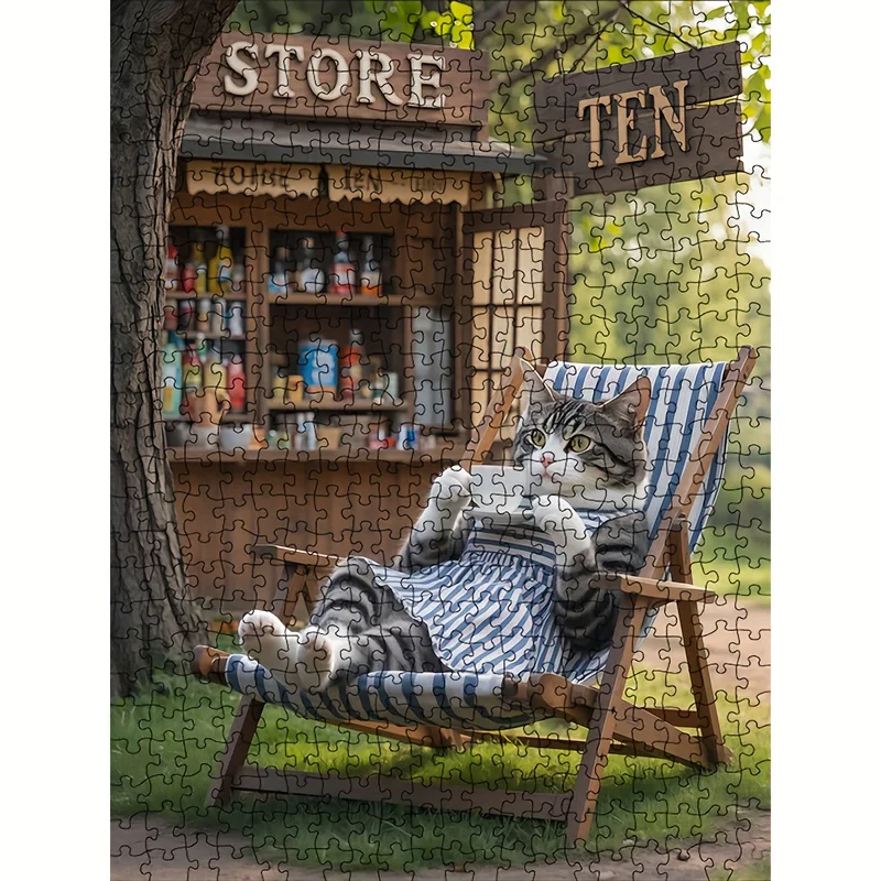 猫ショップ 1000ピース ジグソーパズル 高品質ウォールアート 70x50cm 猫愛好家や家の装飾に最適