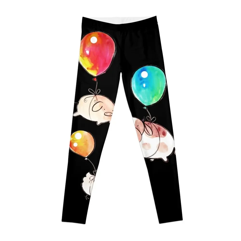 

Watercolor Balloon Cow animal cartoon movie Leggings legging gym Fitness clothing Women's pants gym clothing Womens Leggings