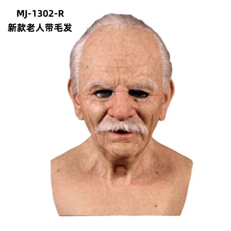 Halloween Hot Old Man Latex Mask Headset Old Man Grandpa Wig