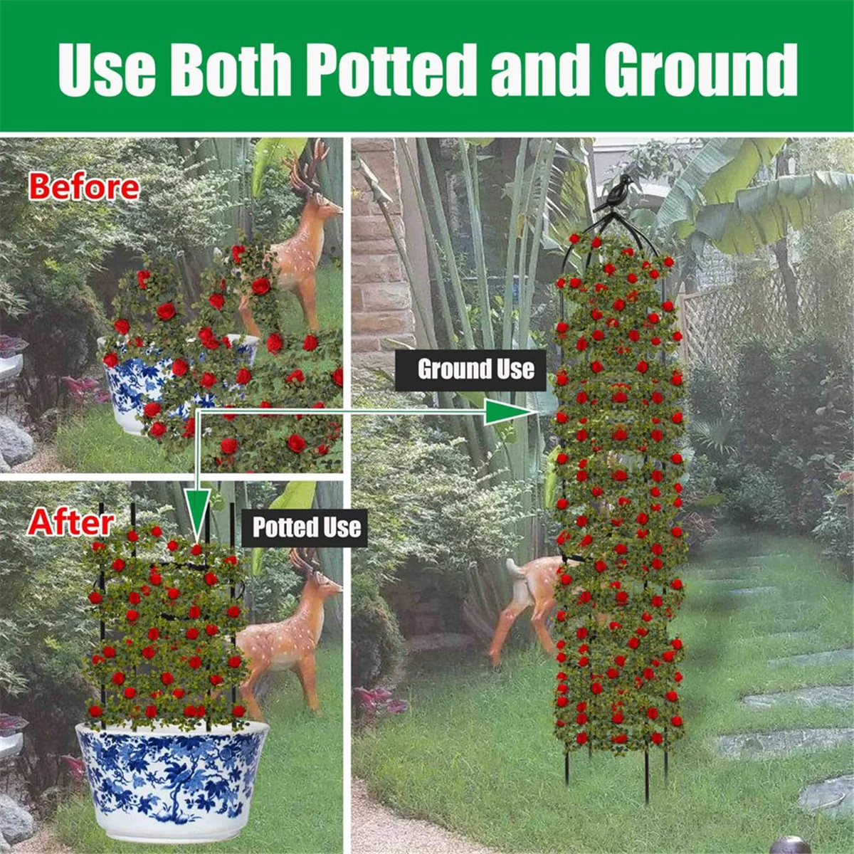 

A77I Решетка обелиск для альпинистских растений, садовая решетка, подставка для растений с виноградной лозой, подставка для цветов, башня для растений, 2 шт. (A)