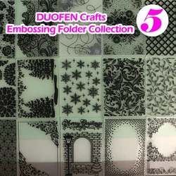 DUOFEN Crafts plastic embossing folder collection 5 paper embossing flower mold Christmas Birthday fathers mothers day wedding